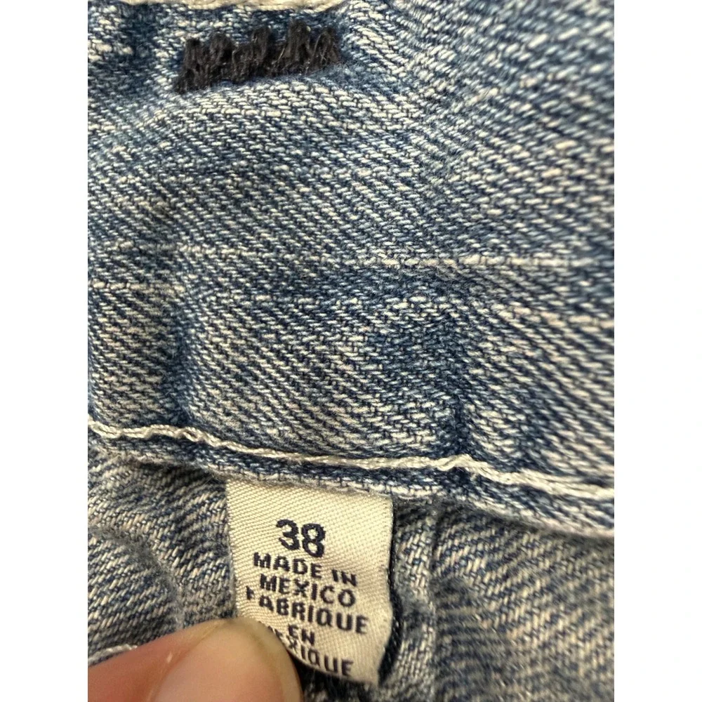 True Religion Straight Leg Jeans Mens 38 Medium‎ Wash White Contrast Stitch Y2K